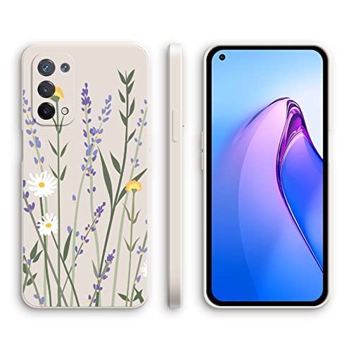 Cover per Oppo A74 5G Oppo A54 5G Custodia Morbido Antiurto Ultrasottile con Motivo Carino Design a Bordo Dritto - Lavender silicone bianco