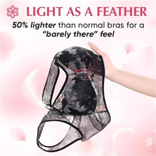 DAMYTION ElleBloom - Ice Silk Lace Kühlender Komfort-BH, Knopfloser Komfort-BH, Nahtloser Drahtloser Push-Up-BHs für ältere Menschen, 2 Stück, A, XXX-Large