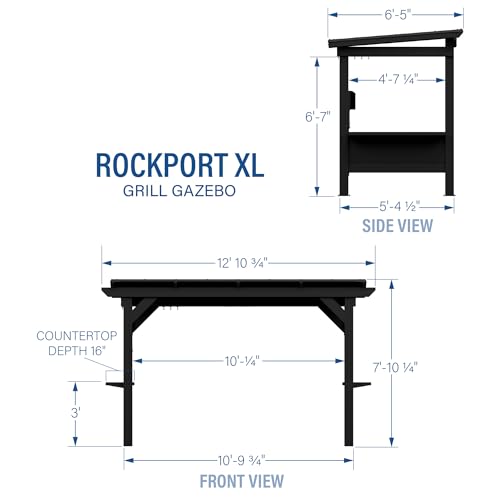 Backyard-Discovery-Rockport-XL-12-x-6-Galvanized-Steel-BBQ-Grill-Gazebo-Pavilion-with-Hardtop-Steel-Roof-Bar-Tops-Powerport-Snow-Support-Wind-Resistance-Cook-Station-for-Outdoor-Patio-or-Deck Backyard Discovery Rockport XL 12 x 6 Galvanized Steel BBQ Grill Gazebo Pavilion with Hardtop Steel Roof Bar Tops Powerport Snow Support Wind Resistance Cook Station for Outdoor Patio or Deck