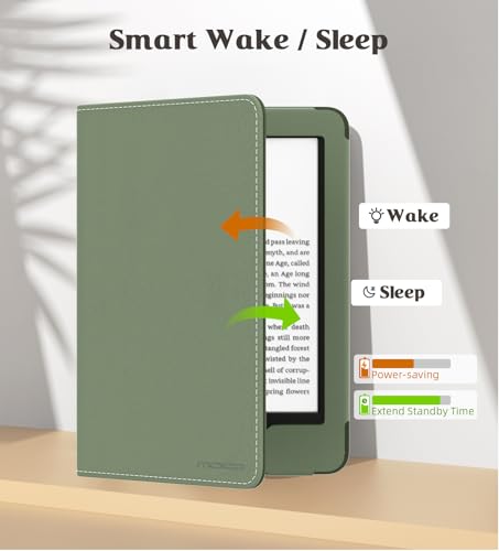 Image of MoKo Case for All-New 6 inch Kindle(11th Generation, 2024 /2022 Release) /(10th /8th Gen, 2019 /2016), Ultra Lightweight PU Shell Cover with Auto Wake /Sleep for Kindle 2024, Celadon