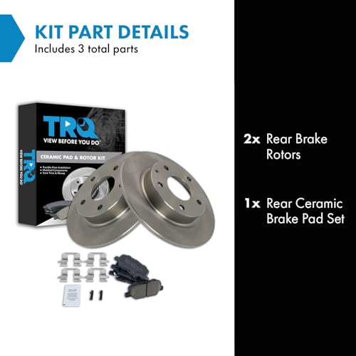 Image of TRQ Rear Brake Pad and Rotor Set Ceramic Compatible with 2014-2016 Mazda 3 Mexico Built