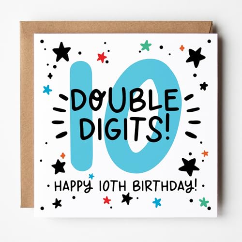 Série de cartes d'anniversaire avec chiffres bleus 10 ans design audacieux
