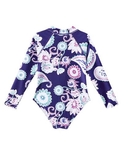 Image of Century Star UPF 50+ Girls Long Sleeve Swimsuit - Rash Guard Swimsuit Toddler Kids Teen One Piece Bathing Suit Zip 2-15Y