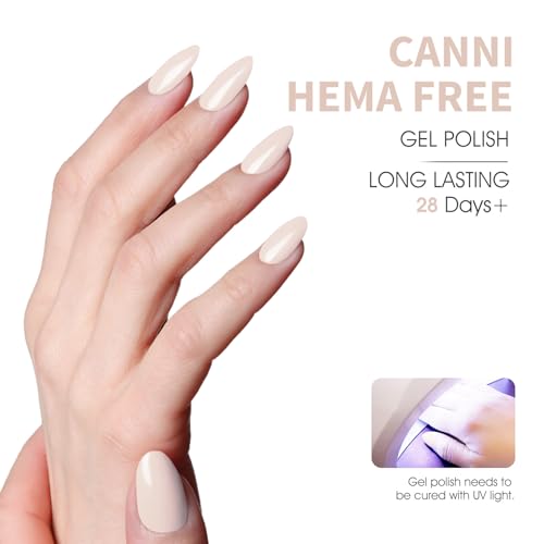 Image of CANNI Nude Pink Gel Nail Polish, 1Pcs Pink Nude Gel Polish Light Color Soak Off U V Nail Manicure Salon DIY at Home