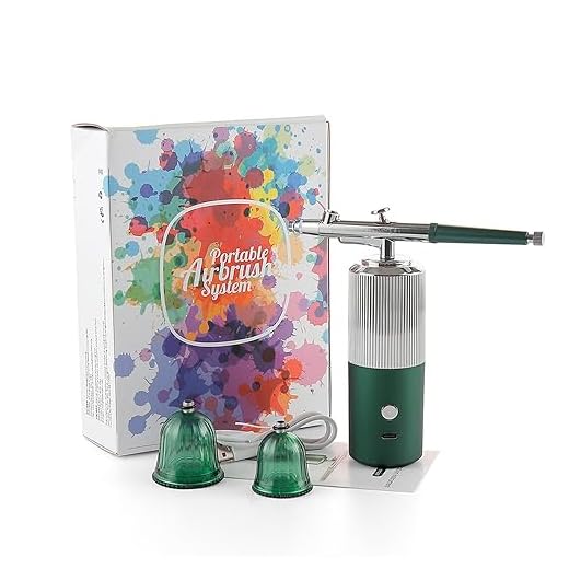 Juego de aerógrafo inalámbrico verde plateado con compresor, compresor portátil de aerógrafo, aerógrafo recargable para uñas, pintura de modelos, pasteles, maquillaje