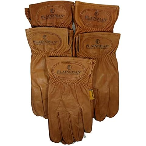 Genuine Goatskin Cabretta Leather Gloves by Plainsman Brown 5 Pair Sz LargeQ Cover