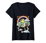 Lustige Tiere auf einem Dinosaurier mit Regenbogen