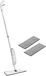 Mop Spray com Rotação 360°, Vassoura Magica, Com dispenser desinfetante, Rodo com tecido, Reservatório, Acompanha 2x Pano de Microfibra, Remove Pelo