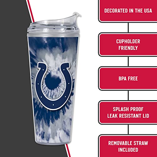 Image of Rico Industries NFL Football Glitter 24oz Acrylic Glitter Tumbler with Hinged Lid, Officially Licensed Double Wall Tumbler with Straw