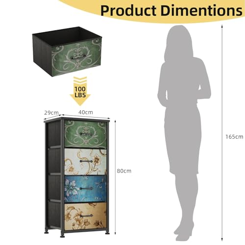 Commode avec 4 tiroirs en tissu compacte pour rangement de maison 29x40x80cm - 4