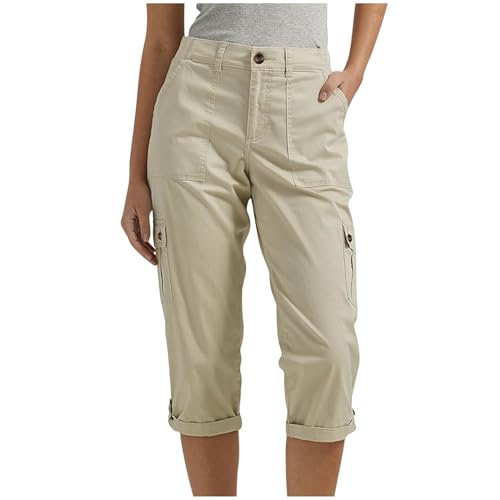 Cargo Capris for Women High Waisted Straight Leg Twill Capri Pants 2025 Summer Casual Cropped Pants with Pockets