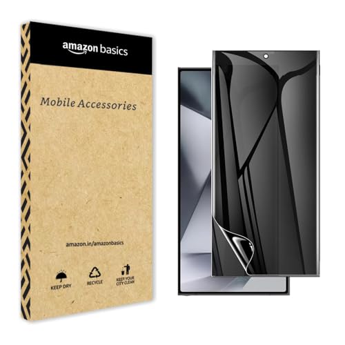 Image of amazon basics Mobile Privacy Guard compatible with SAMSUNG Galaxy S24 Ultra 5G| Mobile Privacy screen protector | Anti Glare | Anti Spy Screen Protector | Reduces blue light | Scratch proof