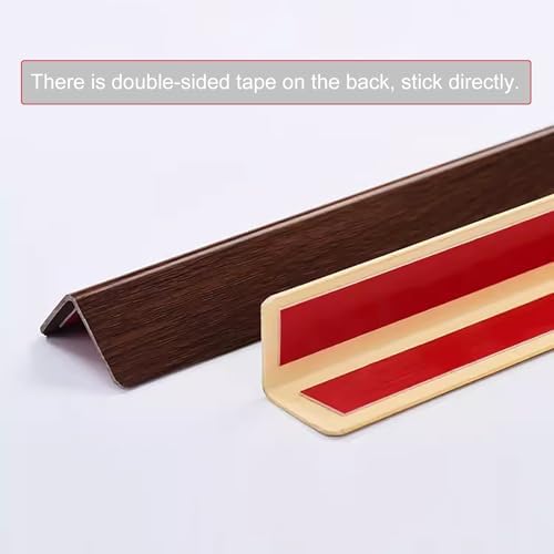 Wood Grain PVC Corner Protection Strips - Brown Tile Edge Guards for Living Room, Imitation Solid Wood, 2.5x100cm/1x39.4in, Durable Corner Protectors for Home Decor