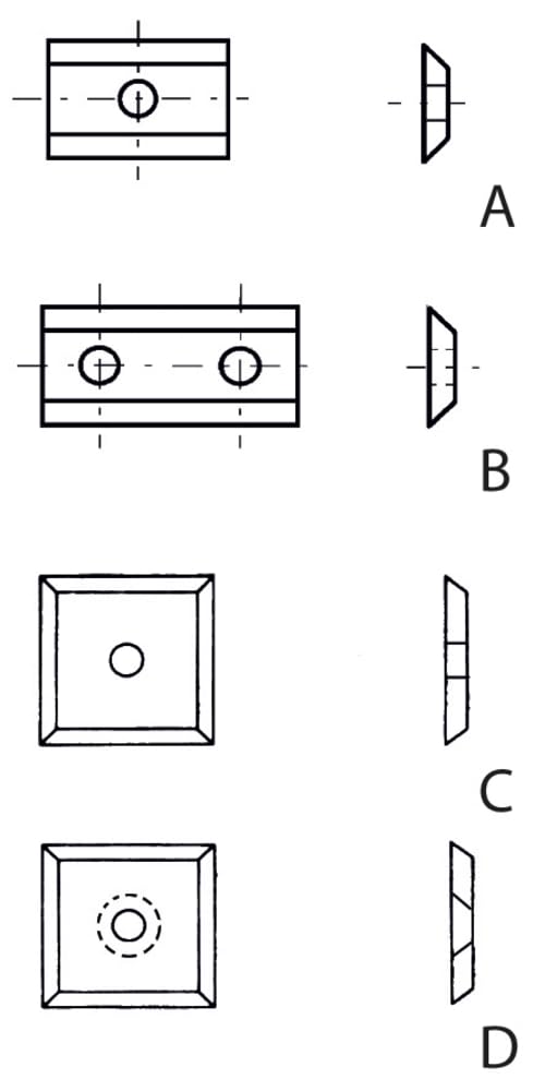 PLAQUETTE HM K01 14X14X2 4Z 35° AL.6,8-02.4099.4 - LEMAN