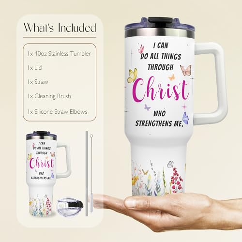 Christian Gifts for Women Faith - Inspirational Religious Birthday Gift for Women - Catholic Spiritual & Confirmation Bible Verses Gifts for Mom Daughter Sister Friends - 40Oz Christian Tumbler2