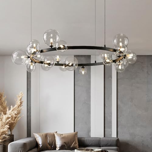 Dfxinyuan Mid Century Glass Pendant Light, 41.3" Large Modern Chandelier