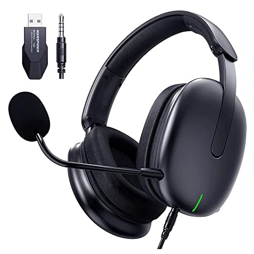 WolfLawS Wireless Gaming Headset for PC PS4 PS5, 2.4GHz USB Gamer Headphones with Detachable Noise Isolating Mic, 7.1 Surround Sound, 45H Battery, Low Latency - Black