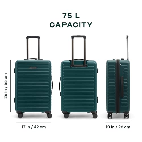 Image of Assembly Stark 24 Inch Check-in Medium Trolley Bag Hard Shell Polycarbonate Suitcase with TSA Lock 8 Spinner Wheels Green