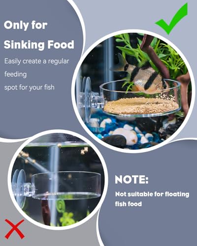 Pawfly Garnelenfutterschale mit Saugnapf, klare Acryl Aquarium Garnelenfutterschale, kleine runde Fischbecken Futterschale, Fischfutterschale für Süß- und Salzwasserbecken