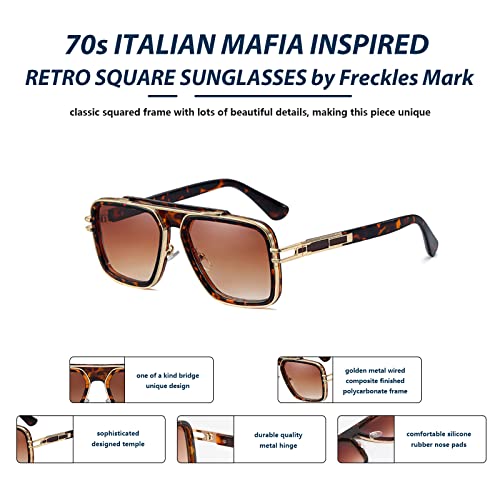 Image of Freckles Mark Trendy Retro Sunglasses for Men Women Stark Vintage Shades 70s Italian Fashion Square Metal Glasses