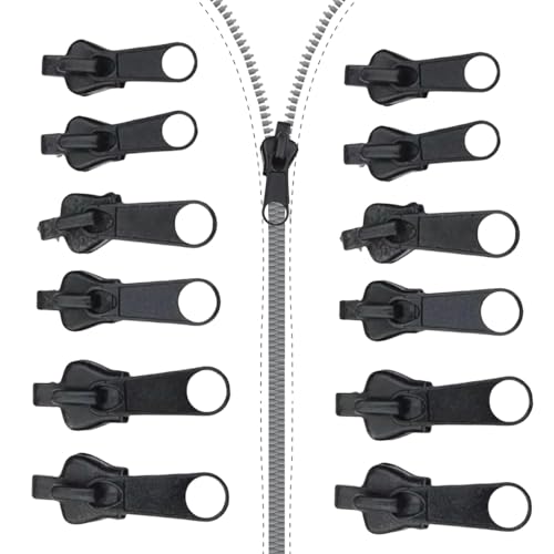 Juego de reparación de cremallera de 12 piezas, cierre de cremallera, repuesto para reparar cremalleras, fijación universal de cremallera, cabeza de tornillo con dientes deslizantes, fijación de