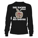 FanPrint Texas Tech Red Raiders T-Shirt - Teacher - This Teacher Loves Her Team - Leopard Apple -...