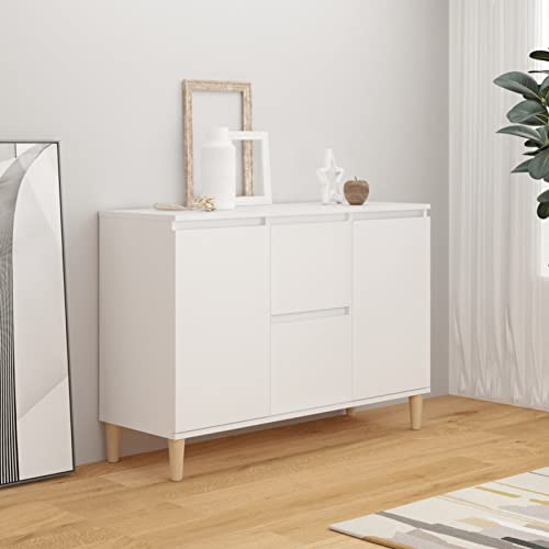 Homgoday Aparador, Buffet Moderno, Armario Auxiliar Comedor,Aparador de Madera contrachapada Blanco 103,5x35x70 cm Cómoda con 2 cajones Armario de Cocina para Dormitorio