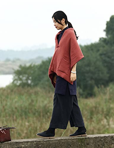 NFYM Women's Scarf Cape Coat Warm Quilted Front Pockets Warm Shawls Wraps Elegant Reversible Design4