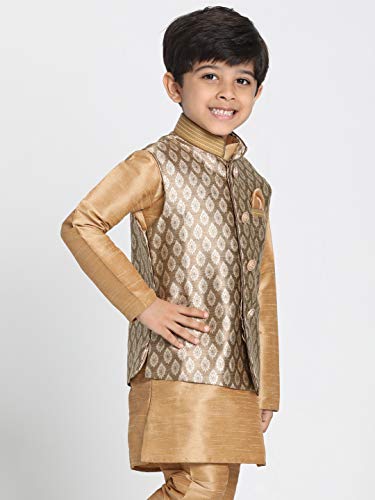 Image of VASTRAMAY Black Cotton Silk Blend Boys Nehru Modi Jacket
