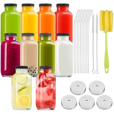 Kucoele 10 Pack Glass Juice Bottles Cover