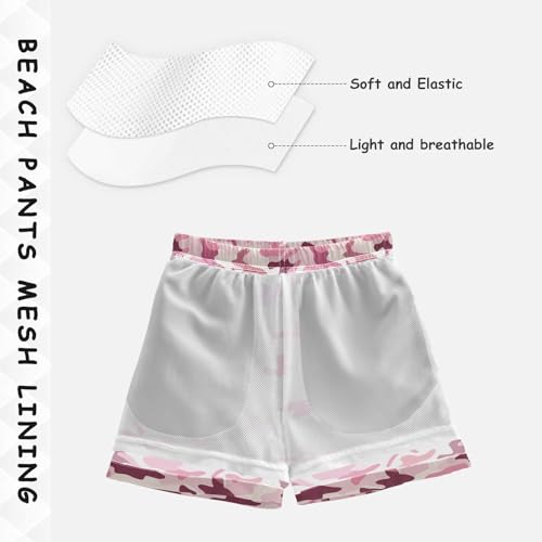 JUNZAN Camo Boys Swim Trunks Toddler Swimming Trunks for Boy Beach Swim Shorts Blush Pink4