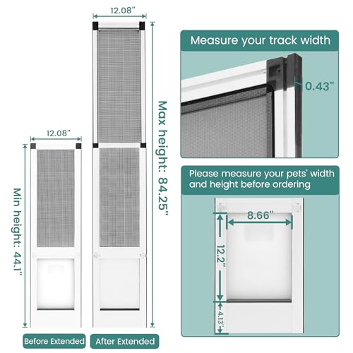 Fantrek TKSDOOR-M-WT Dog Door For Sliding Door - Cat Dog Door For Sliding Glass Door thumb #2