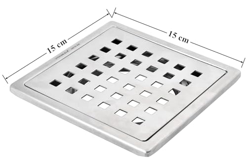 Image of Plantex (Primax) 304 Grade Stainless Steel Bathroom Floor Drain /Non- Porous Surface Floor Drain /Bathroom Water Drainer /Floor Trap for Bathroom and Kitchen - 6x6 inch (Matt)
