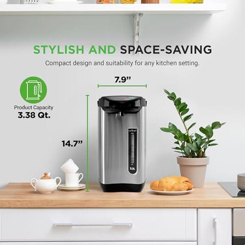 Tetera eléctrica NutriChef 3.38 QT acero inoxidable miniatura 5