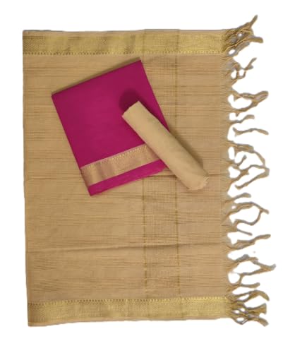 Image of SANJ Mangalagiri Cotton Unstitched Dress Material for Womens dress Unstitched Traditional salwar suit | TOP | Bottom | Duppatta