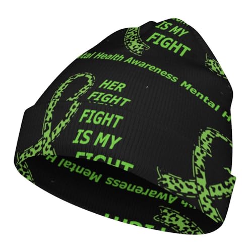 Mental Health Awareness Month 2022 Kids Beanie Hat for for Girls Boys Children Cap Winter Knitted Chemo Cancer Headwear Accessories Gifts Decoration Black