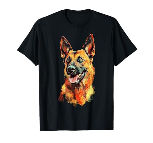 Belgian Malinois Dog Motif Pet Illustrazione Belga Malinois Maglietta