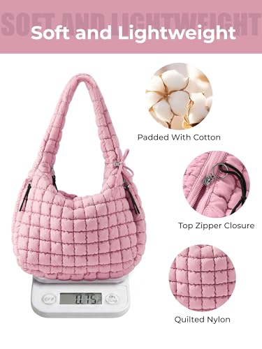 Image of Puffer Quilted Tote Bag for Women Nylon Crossbody Bags Puffy Purse Hobo Large Shoulder Bag Trendy