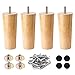 FAIHTS Lot de 4 Pied de Meuble en Bois Massif,15CM Jambes de Canapé Remplacement avec Tapis Antidérapant,Plaque de Montage et Vis pour Lit,Pieds Canapé pour Armoire,chaises, Tables, placards