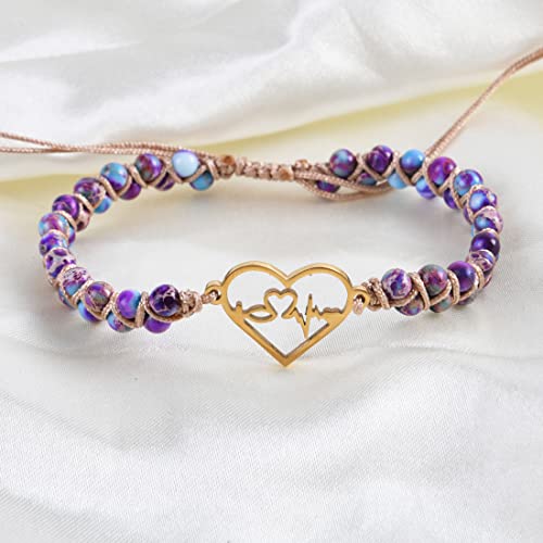 Image of YGLINE Stone Bead Yoga Meditation Bracelet Healing Crystal Double Layer Natural Gemstone Beaded Relax Anxiety Bracelets for Women Men