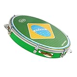 Pandeiro izzo 10 polegadas abs verde com pele bandeira do brasil 6