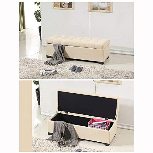 Banc de rangement en lin capitonné jaune pour sublimer votre chambre - 4