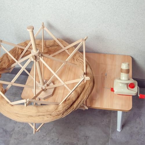 Enrollador de paraguas para ganchillo con soporte de madera natural 7
