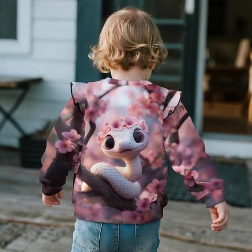 WELLFLYHOM Girls Long Sleeve Sweatshirt 1-8T Crew Neck Cute Shirt Top Pullover Ruffle Sleeve Relaxed Fit Sweater Shirts3