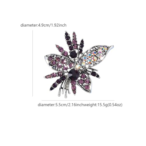 Image of Rhinestone Sunflower Brooch Pin for Women Red Black Purple Large Flower Broochs Snowflake Brooch Marquise Wreath Brooches Jewelry