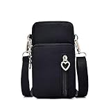Women Nylon Cell Phone Purse Travel Crossbody Bag Wristband Sport Armband Wallet For Galaxy S10 Plus S9 Plus A50 A7 J7 Prime J7 V J7 Pro J4, Moto G7 Z4 Z3 G6 E5 Play, HTC U12 Plus, OnePlus 6T (Black)