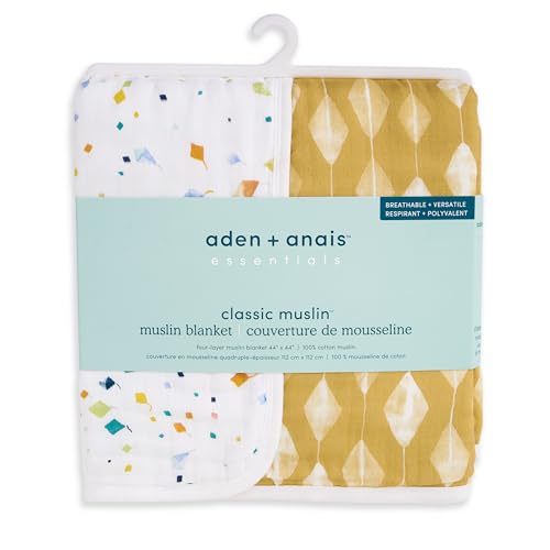 Image of aden + anais Essentials Cotton Muslin Dream Blanket, Perfect for Babies, Infants and Toddlers, Crib Blanket, Nursery Essential, Kite Parade