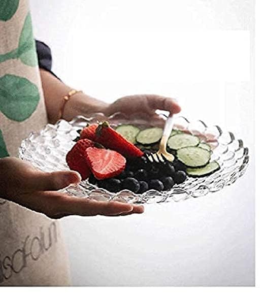 Image of CRIYALE Glass Fruit Bowl Plate for Dining Table Classic Bubble Design Dry Fruit Chocolate Tray Crystal Decoration Serving Bowl Dessert Plate