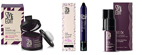 Style Edit Root Touch Up powder, Root Cover Up Stick And Instant Hair Bulding Fibers, To Cover Up Grays And Bald Spots, Black Hair Color