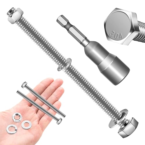 Image of (12 Sets) 1 /4-20 x 4 Hex Head Screws Bolts and Nuts Kit with 1 /4-20 Bolt, 1 /4-20 Nuts, Flat & Lock Washers, Fully Threaded, 1 /4 20 Stainless Steel Bolts, Bright Finish by Marysino